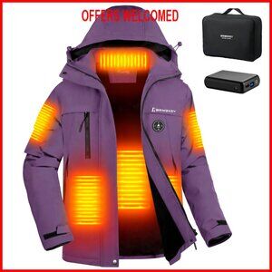 Heated Jacket with Fleece Lining 12000mAh Battery Windproof Waterproof